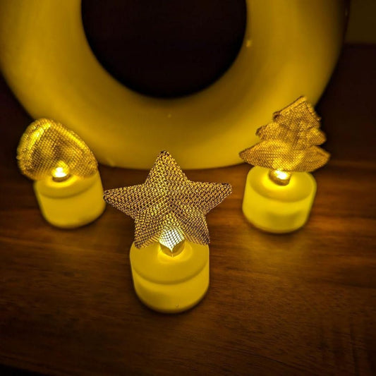 Golden Net LED Tealight Candle Lanterns Star 6 pcs