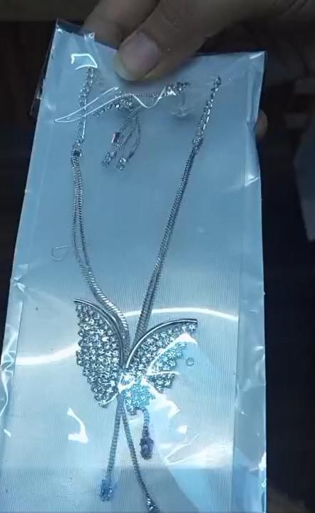 Butterfly Pendant Necklace with Earrings