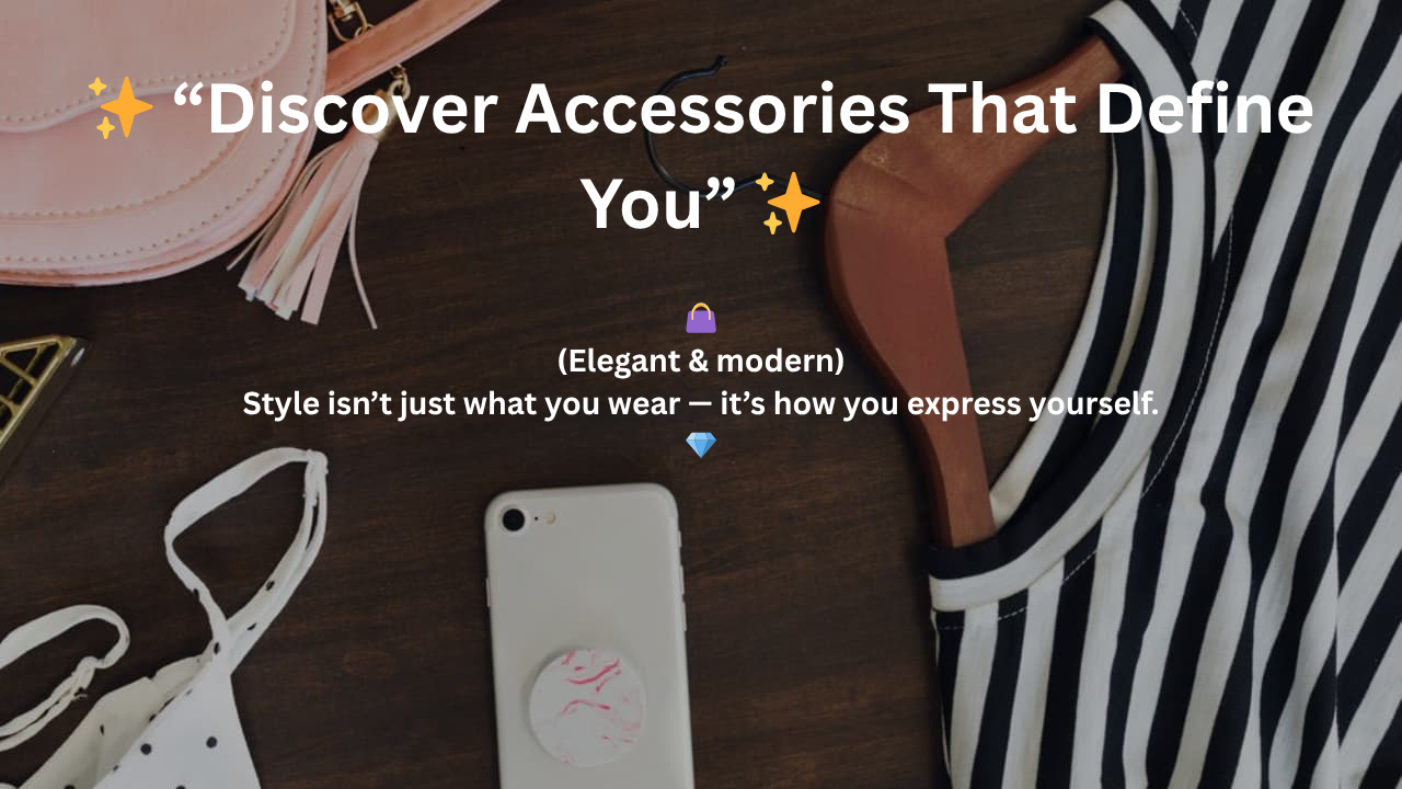 Promotional image with fashion accessories on a wooden surface, including a phone case and sunglasses.