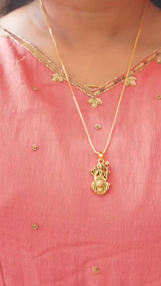 Gold Plated Ambe Mataji Pendant with Chain